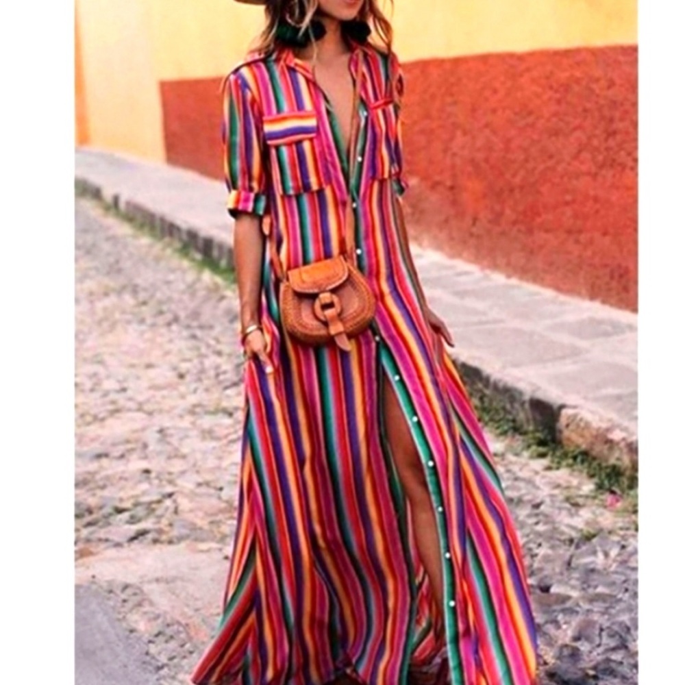 STRIPED MAXI DRESS